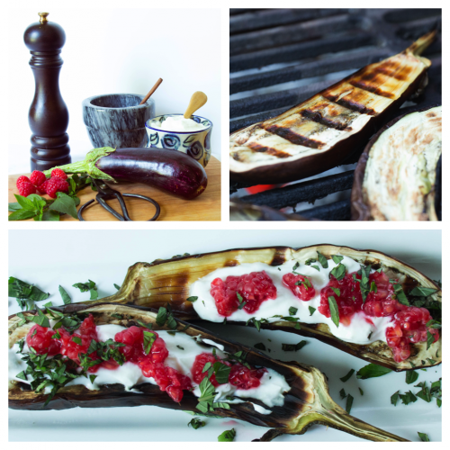 Grilled Eggplant with Yogurt and Berries